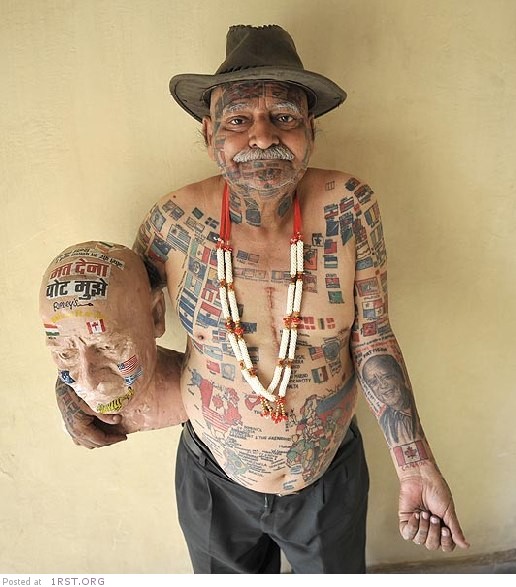 Old people with large tattoos